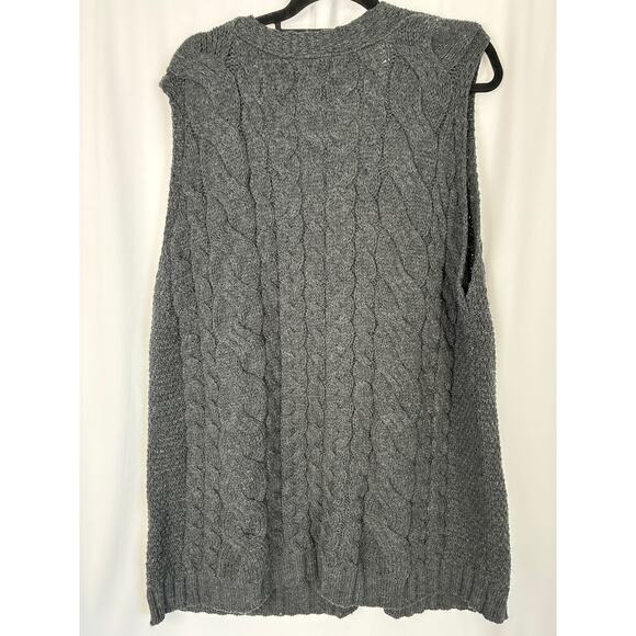 Aran Crafts 100% Merino Wool Sweater Vest Womens XXL Gray Cable Knit Fisherman - Picture 2 of 6
